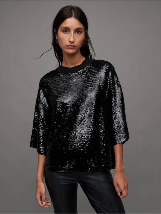 All Saints Tops - 🖤 AllSaints Black Sequin Jeula Oversized Tshirt 🖤